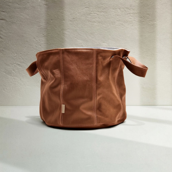 LARGE Leather Planter/Storage Baskets - Butterscotch - 1