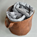 LARGE Leather Planter/Storage Baskets - Pepper - 2