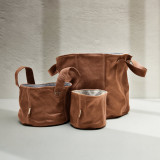 LARGE Leather Planter/Storage Baskets - Pepper - 3