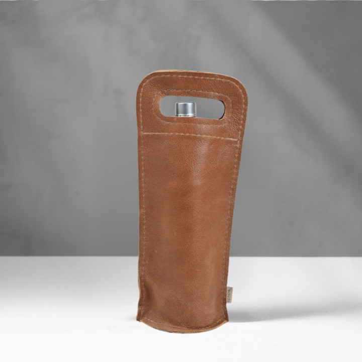 Single Leather Wine Bag - Single - Ginger - 1