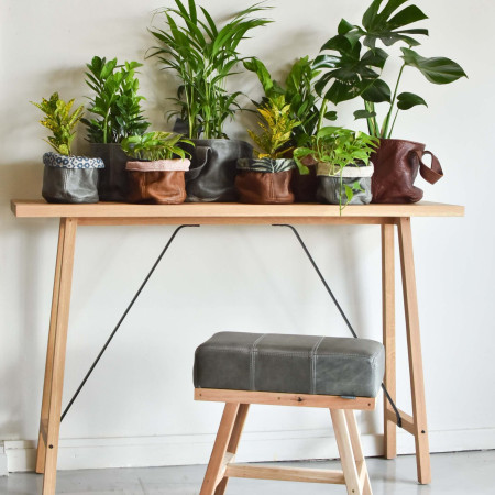 Leather Planter/Storage Baskets - Pepper - Small