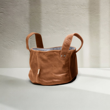 Leather Planter/Storage Baskets - Ginger - Medium