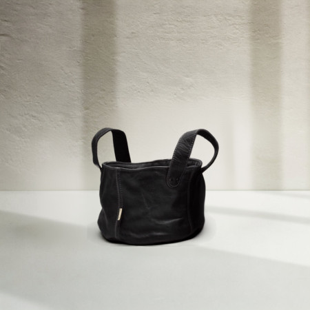 Leather Planter/Storage Baskets - Black - Medium
