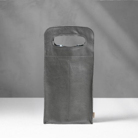 Double Leather Wine Bag - Pepper