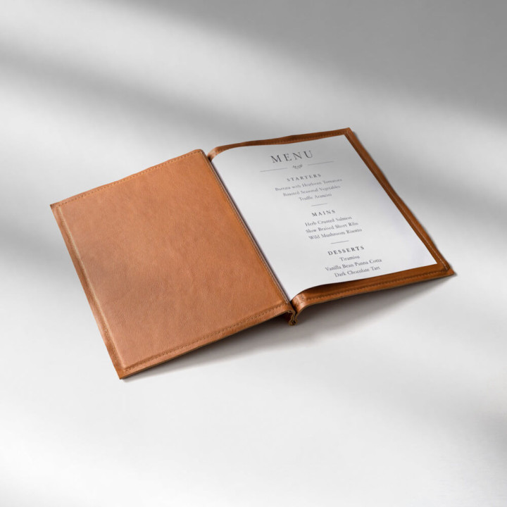 Leather Menu Cover - Ginger - A4 3