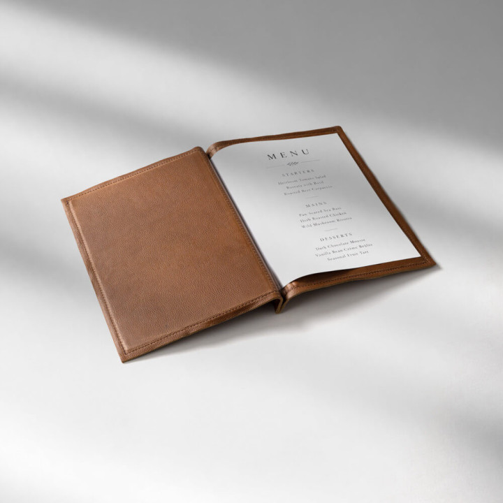 Leather Menu Cover - Butterscotch - A4 3