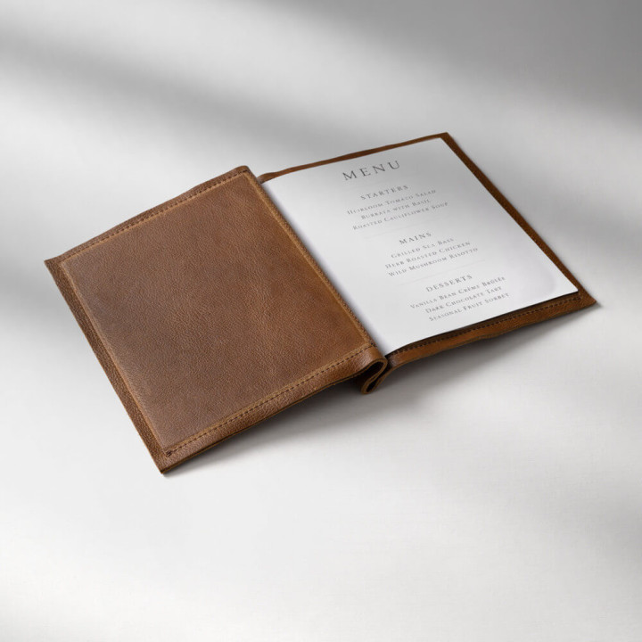 Leather Menu Cover - Butterscotch - A5 3