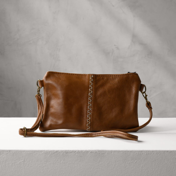 Essence Leather Clutch Crossbody Bag - Butterscotch 1