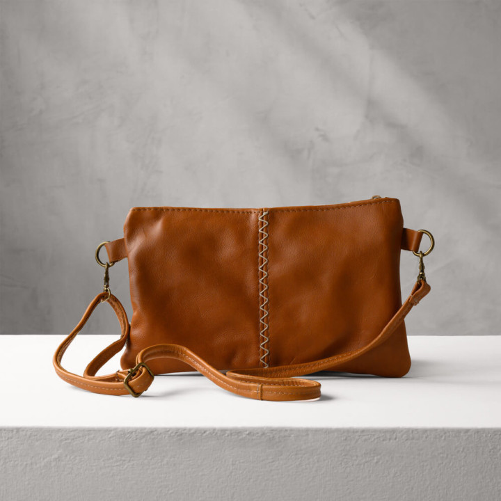 Essence Leather Clutch Crossbody Bag - Ginger 1