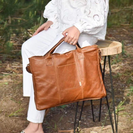 Sterling Leather Laptop Bag - Ginger