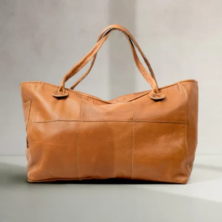 Sierra Oversized Leather Tote Bag - Ginger - 1