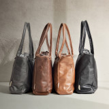 Lunah Classic Leather Tote Bag - Ginger - 5