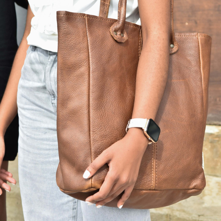 Lunah Classic Leather Tote Bag - Pepper - 2