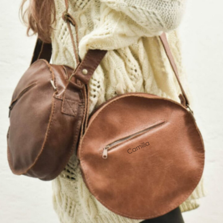 Pocketbook Round Leather Crossbody Bag - Butterscotch - 2