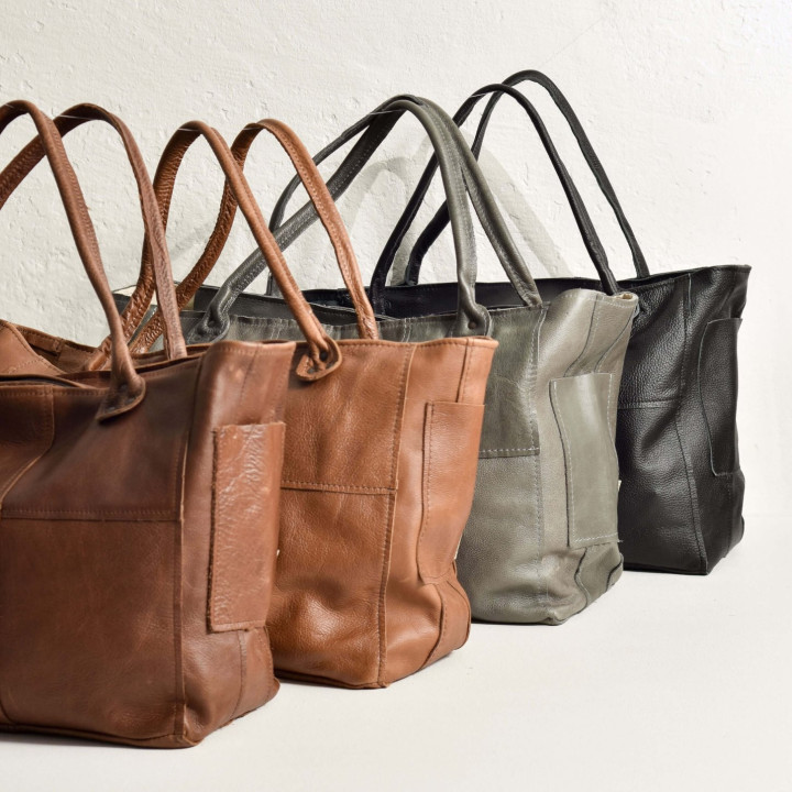 Sierra Oversized Leather Tote Bag - Olive - 5