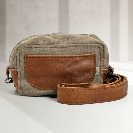 Caddy Canvas & Leather Crossbody Bag - Olive & Butterscotch - 1