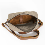 Caddy Canvas & Leather Crossbody Bag - Olive & Butterscotch - 3