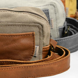 Caddy Canvas & Leather Crossbody Bag - Pepper & Grey - 2