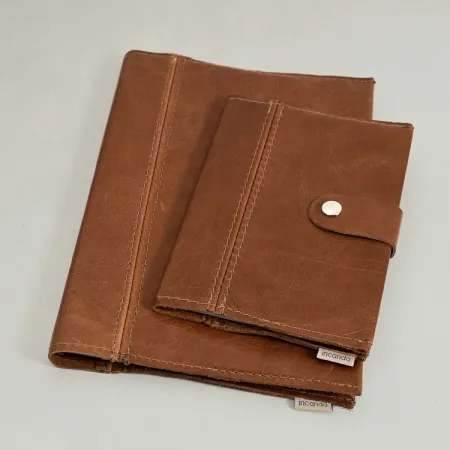 Leather Notebook Cover- A4/A5 (with Clip) - Butterscotch - A4 - 1