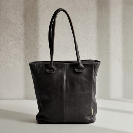 Lunah Classic Leather Tote Bag - Mystique Black