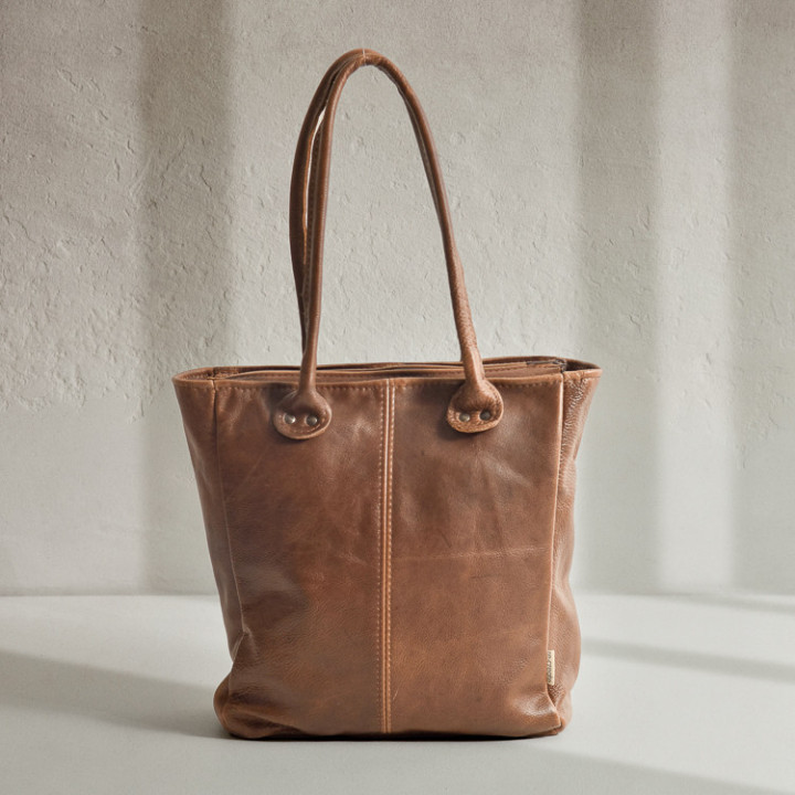 Lunah Classic Leather Tote Bag - Ginger - 1