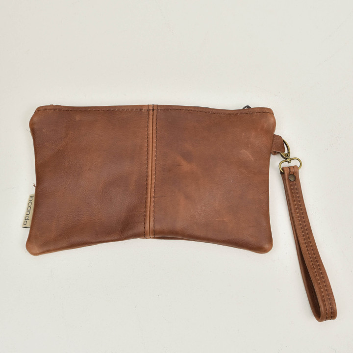 Leather Clutch Bag- The Maggie (with hand sling) - Butterscotch - NO clutch panel - 1