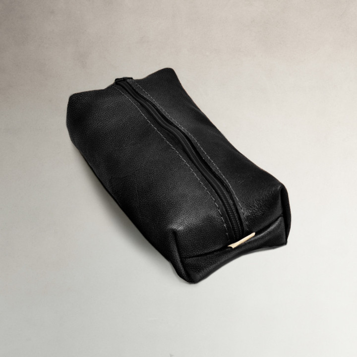 Leather Pencil Case - Black - 1