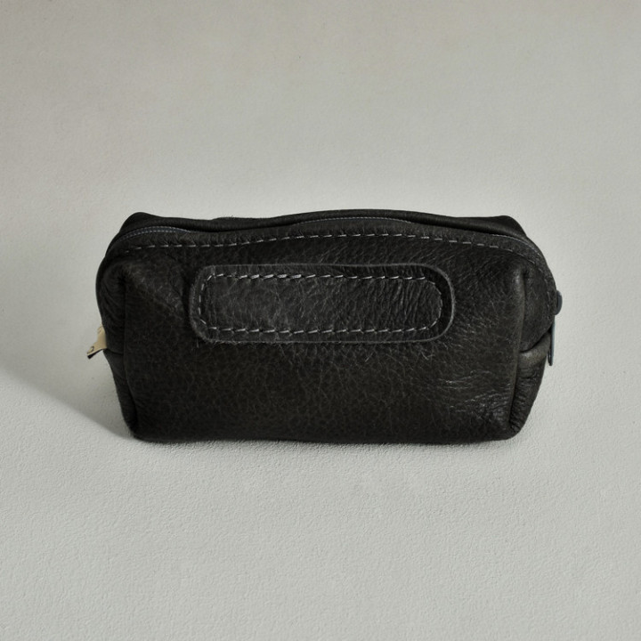 Leather Cosmetic Bag - Black - 1