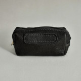 Leather Cosmetic Bag - Black - 1