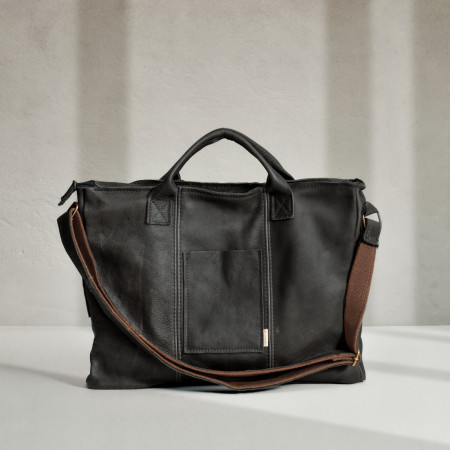 Sterling Leather Laptop Bag - Black