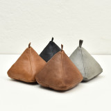 Leather Triangular Door Stopper - Ginger - 2