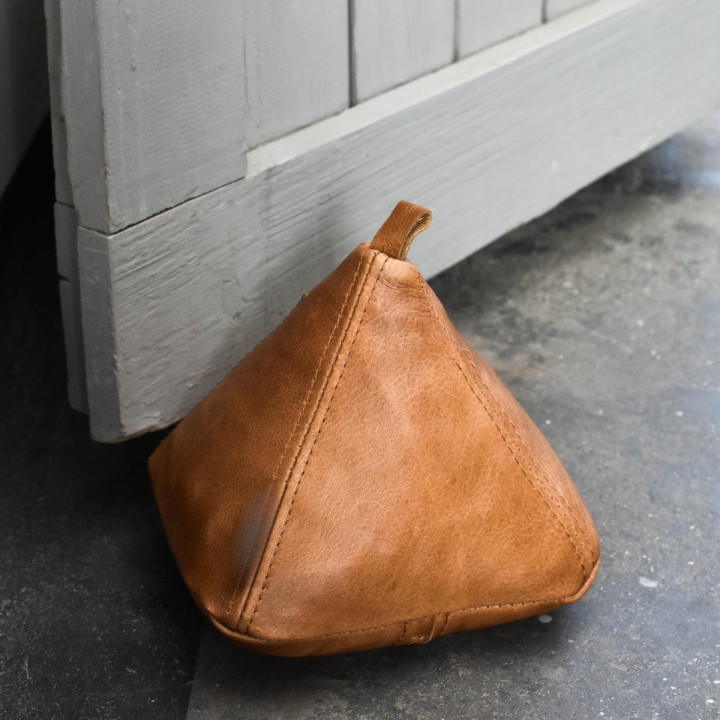 Leather Triangular Door Stopper - Pepper - 3