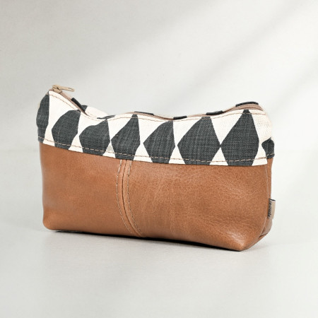 Leather Pouch with Fabric - Ginger - 1