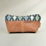 Leather Pouch with Fabric - Ginger - 4
