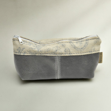 Leather Pouch with Fabric - Pepper