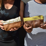 Leather Pouch with Fabric - Pepper - 3
