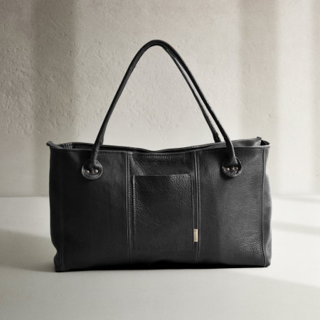 Rowan Leather Leisure/Nappy Bag - Mystique Black