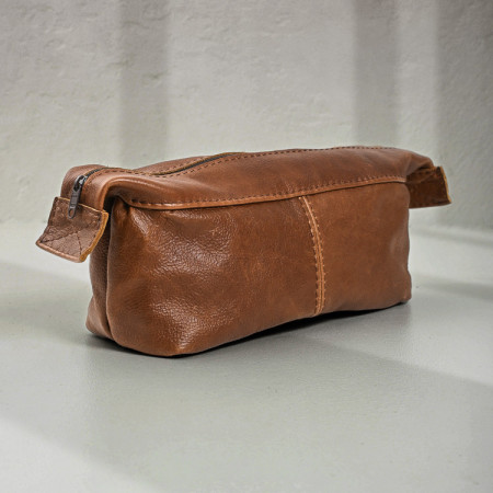 Unisex Leather Toiletry Bag - Butterscotch - 1