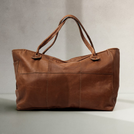 Sierra Oversized Leather Tote Bag - Butterscotch