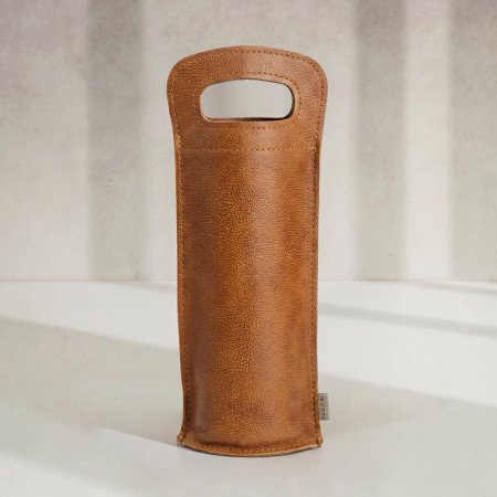 Single Leather Wine Bag - Single - Caramel