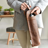 Single Leather Wine Bag - Single - Ginger - 4