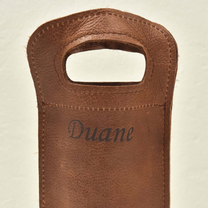 Single Leather Wine Bag - Single - Pepper - 2
