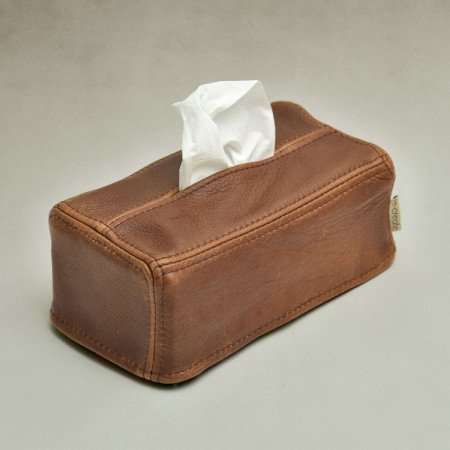 Leather Tissue Box Cover - Butterscotch