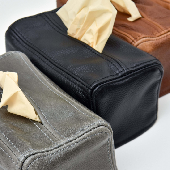 Leather Tissue Box Cover - Butterscotch - 5