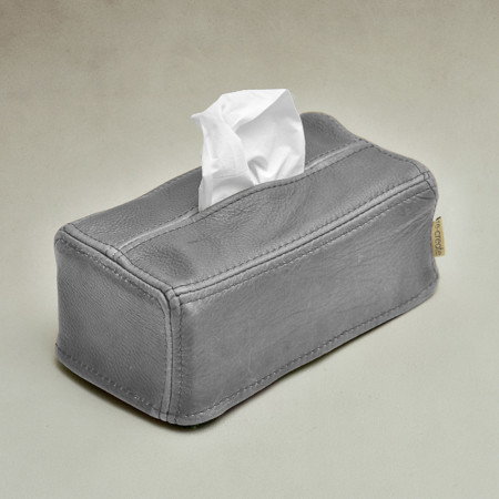 Leather Tissue Box Cover - Pepper