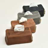 Leather Tissue Box Cover - Pepper - 2
