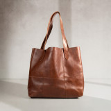 Sustainable Leather Shopper Bag - Curry - 1