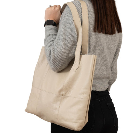 Shopper Sustainable Leather Tote - Cream