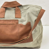 Weekender Canvas and Leather Duffel Bag - Dark - 4