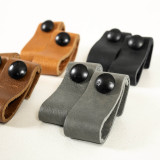 Leather Pull Strap Drawer Handle - Black - 2
